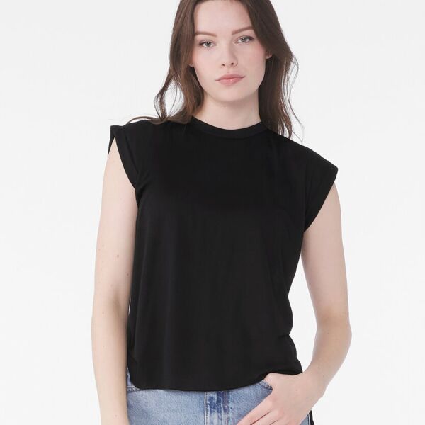 Bella + Canvas LADIES flowy muscle tee with rolled cuff. BE128 LADIES flowy muscle tee with rolled cuff. Thumbnail